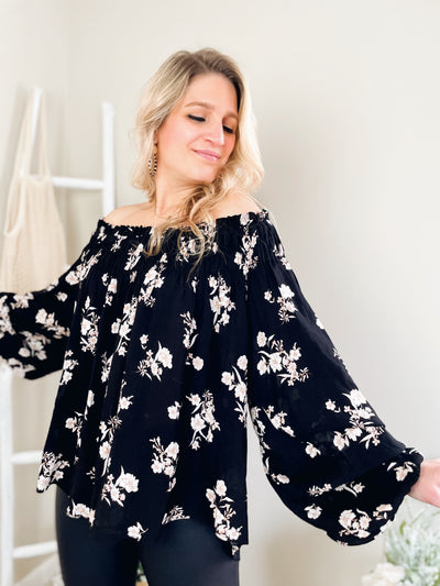 Go with the Flow Floral Off the Shoulder Top