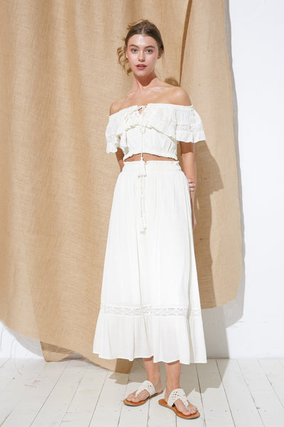 Let’s Stay Together Two Piece Maxi Skirt + Off the Shoulder Top Set