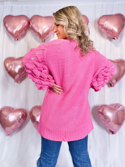 Sweet on You Hot Pink Knitted Sweater